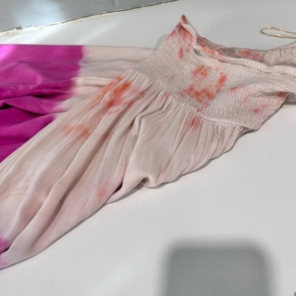 ROXY PINK ORANGE TIE DYE STRAPLESS SMOCKED dress - Picture 14 of 15
